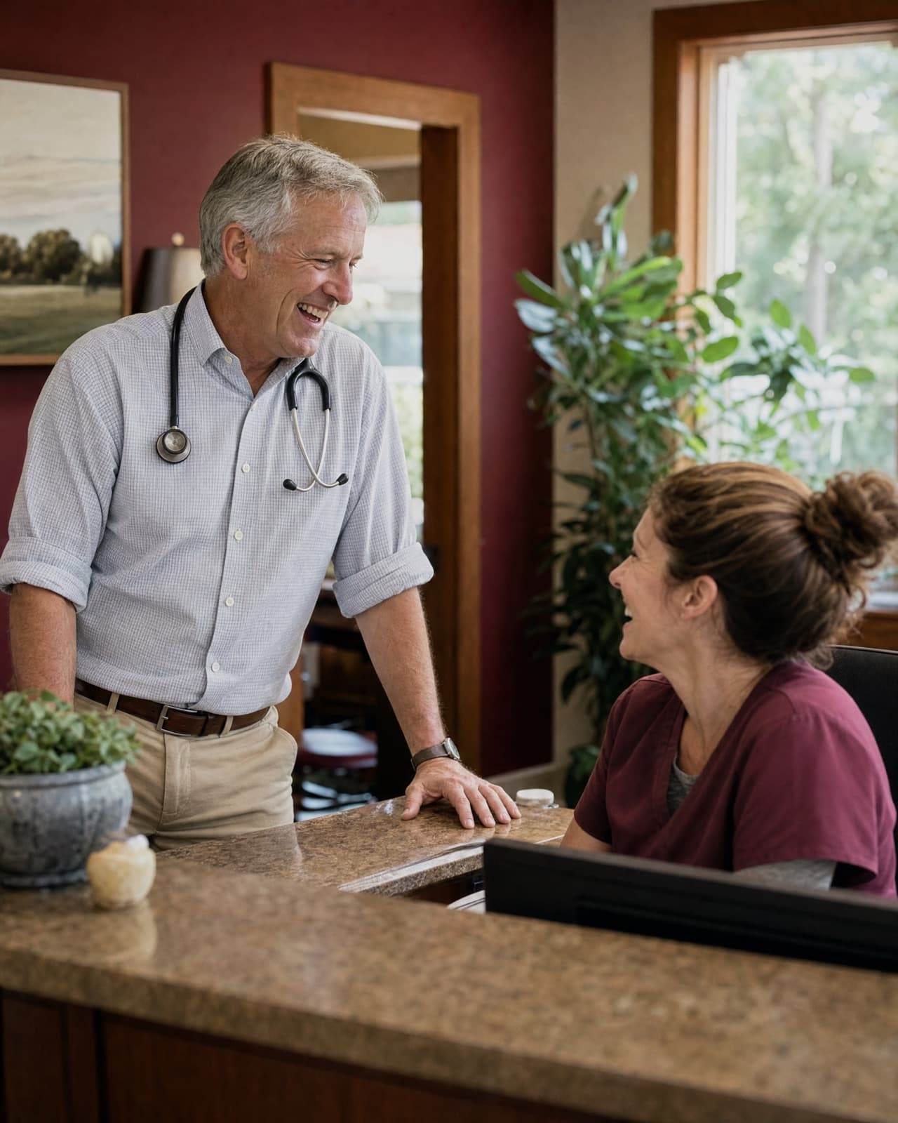 A physician at his practice